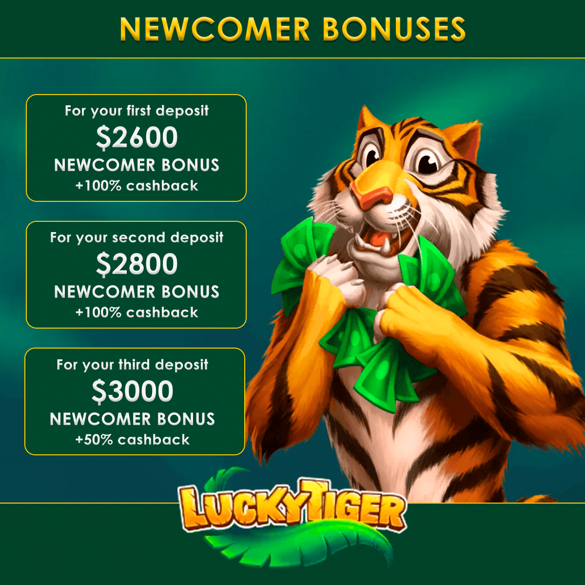 lucky tiger newcomer bonuses
