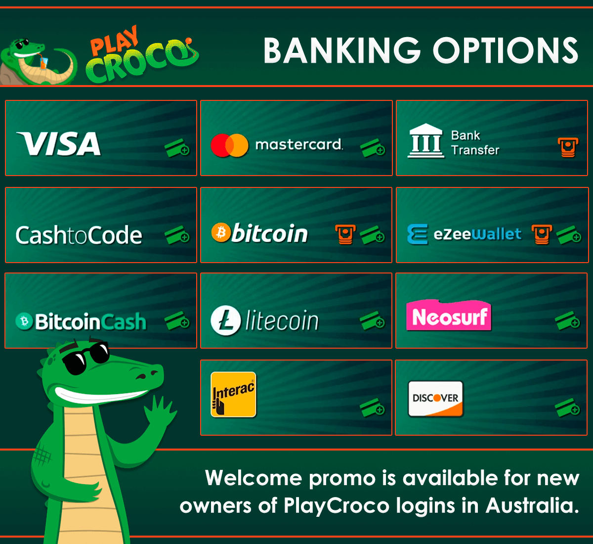 playcroco casino banking options