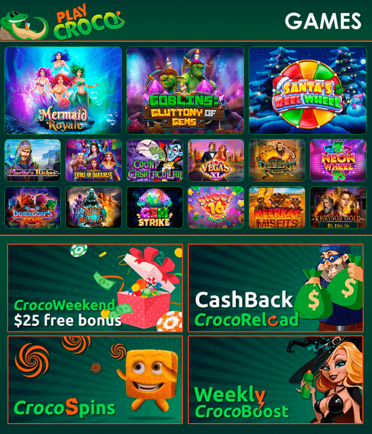 playcroco casino games