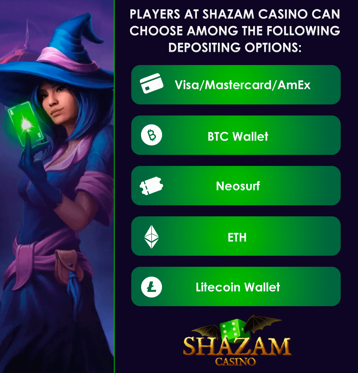 shazam casino deosit