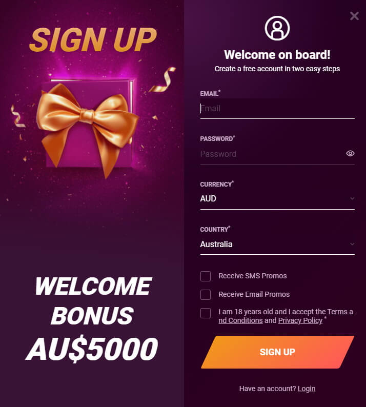 sign up casinonic